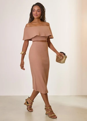 Naguchi - Saia Midi em Malha Soft Chestnut  - NAGUCHI