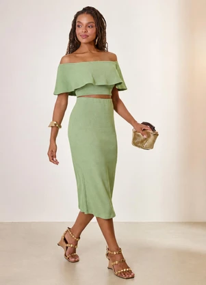 Naguchi - Saia Midi em Malha Soft Soft Grass  - NAGUCHI