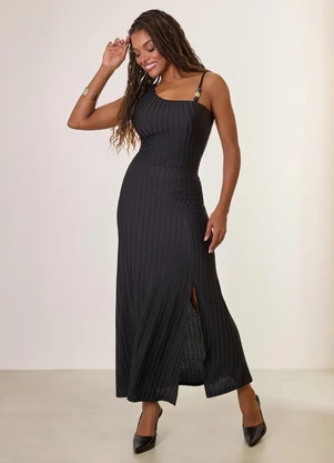 Naguchi - Saia Midi em Malha Texturizada Preto  - NAGUCHI