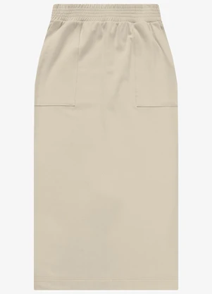 Rovitex - Saia Midi em Molecotton com Fenda Bege - ROVITEX