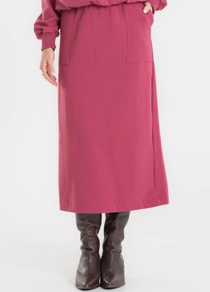 Rovitex - Saia Midi em Molecotton com Fenda Vermelho - ROVITEX