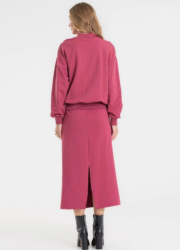 Rovitex - Saia Midi em Molecotton com Fenda Vermelho 3