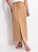 Saia Midi em Moletinho Bege 