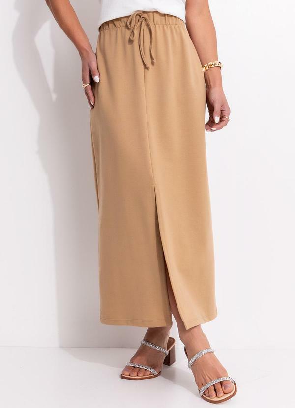 Saia Midi em Moletinho (Bege)