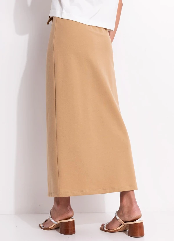 Multimarcas - Saia Midi em Moletinho Bege 2