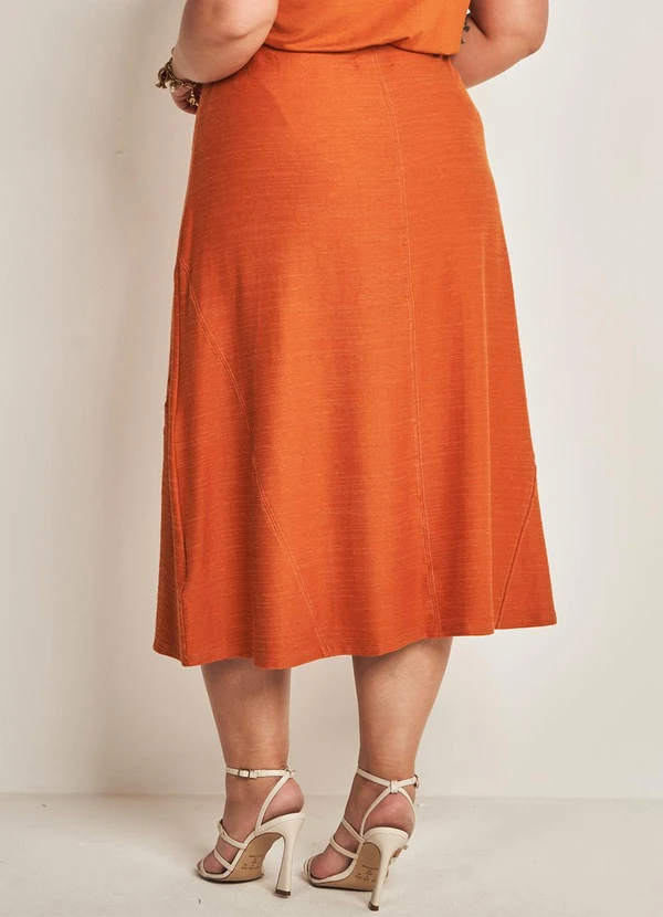 Doce Trama - Saia Midi em Moletinho Viscolinho Laranja 2