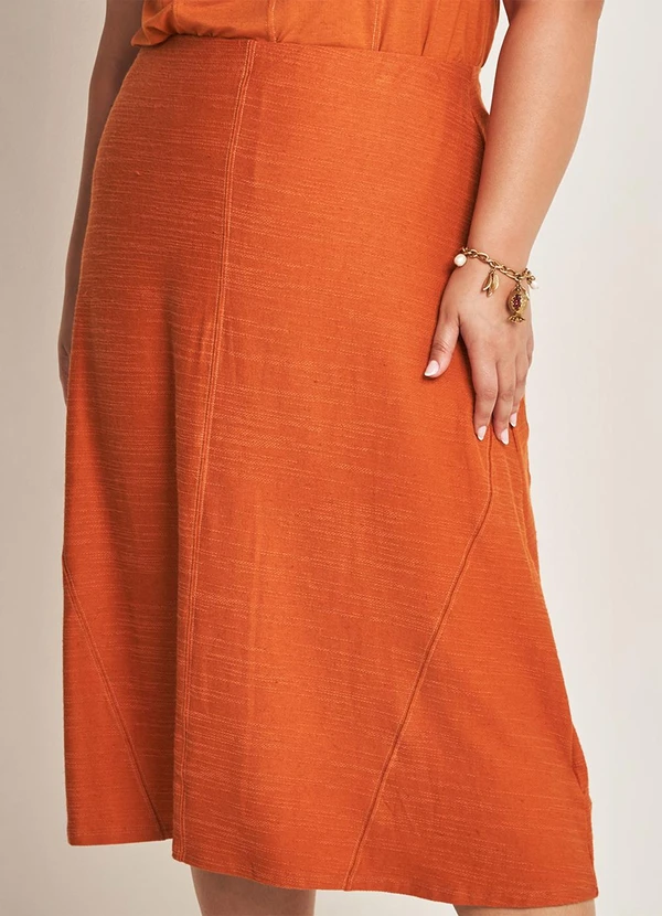 Doce Trama - Saia Midi em Moletinho Viscolinho Laranja 6