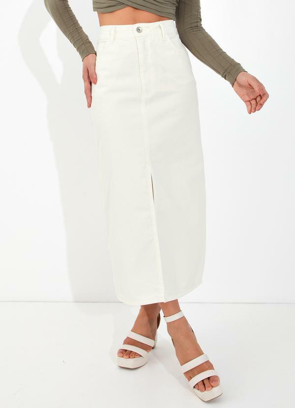 Colcci - Saia Midi em Sarja Off White