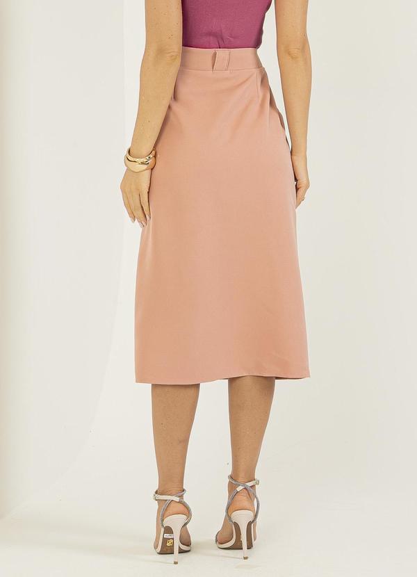 Gris - Saia Midi em Tecido Alfaiataria Rosa 2