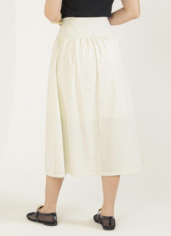 Gris - Saia Midi em Tecido Fluído Off White 2