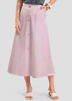 Dianna - Saia Midi em Tecido Plano Cinza - DIANNA