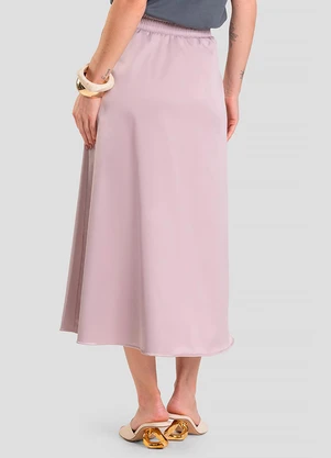 Dianna - Saia Midi em Tecido Plano Cinza - DIANNA