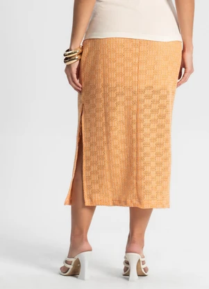 Endless - Saia Midi em Tricot Laranja - ENDLESS