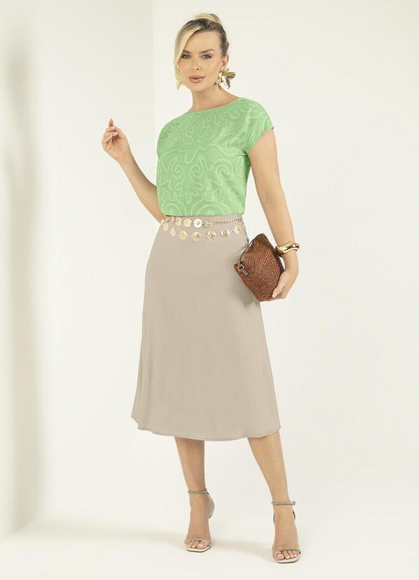 Gris - Saia Midi em Viscose Bege 3