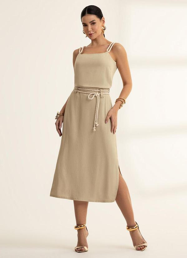 Gris - Saia Midi em Viscose Bege