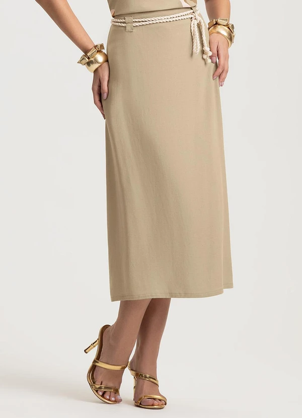 Gris - Saia Midi em Viscose Bege 2