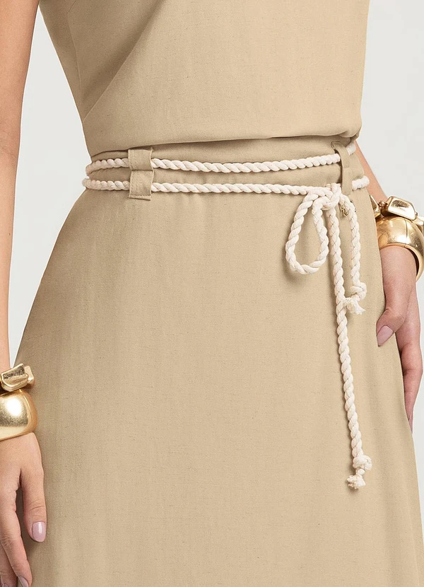 Gris - Saia Midi em Viscose Bege 5