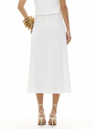 Gris - Saia Midi em Viscose Branco - GRIS