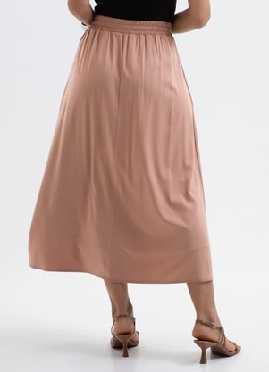 Cativa - Saia Midi em Viscose com Elastano Marrom - CATIVA