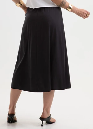 Cativa - Saia Midi em Viscose com Elastano Preto - CATIVA