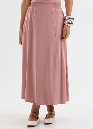 Cativa - Saia Midi em Viscose com Elastano Rosa - CATIVA