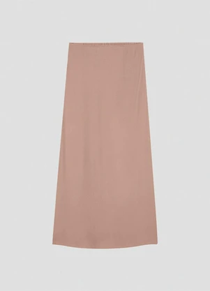 Cereja Rosa - Saia Midi em Viscose com Fenda Lateral Marrom - CEREJA ROSA