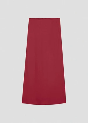 Cereja Rosa - Saia Midi em Viscose com Fenda Lateral Vermelho - CEREJA ROSA