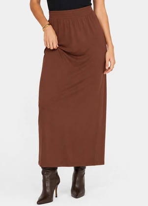 Select - Saia Midi em Viscose Creponada Marrom - SELECT