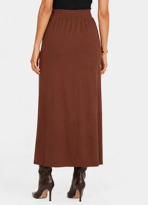 Select - Saia Midi em Viscose Creponada Marrom - SELECT