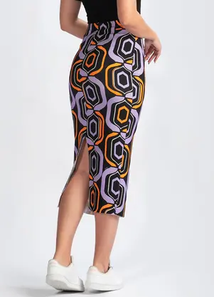 Colcci - Saia Midi em Viscose Estampada - COLCCI