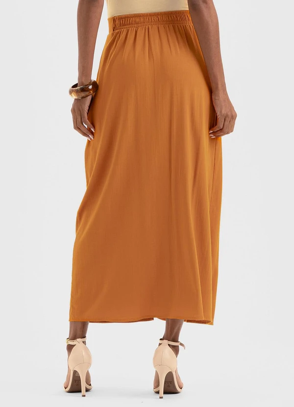 Cativa - Saia Midi em Viscose Laranja Escuro 3
