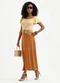 Cativa - Saia Midi em Viscose Laranja Escuro - variação: Laranja Escuro