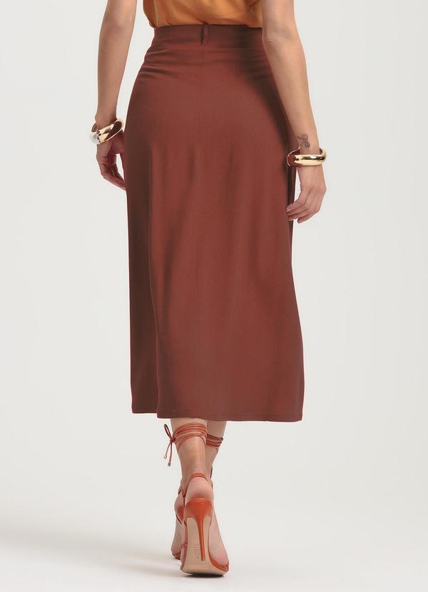 Gris - Saia Midi em Viscose Marrom 2