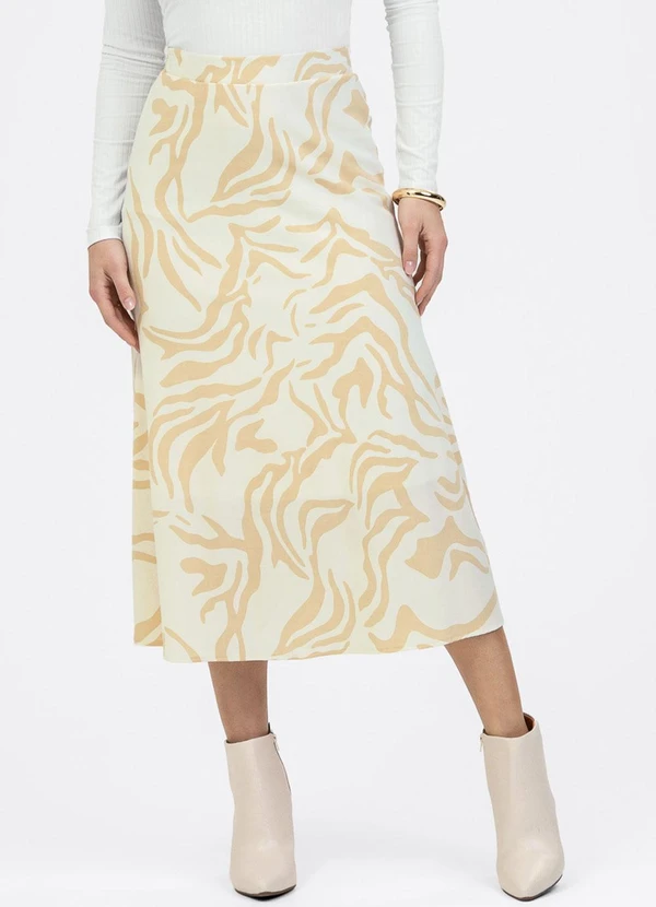 Habana - Saia Midi em Viscose Off White