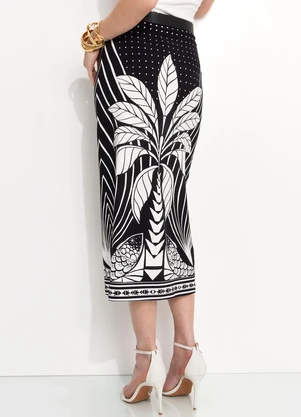 Farm - Saia Midi em Viscose Preto - FARM