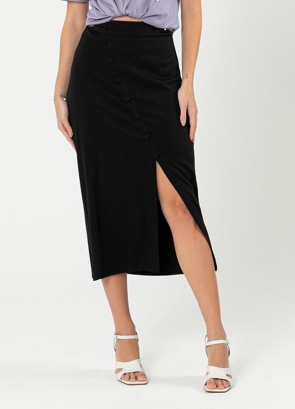 Cativa - Saia Midi em Viscose Preto