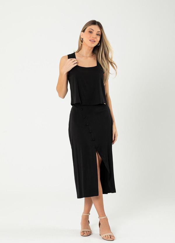 Cativa - Saia Midi em Viscose Preto 3