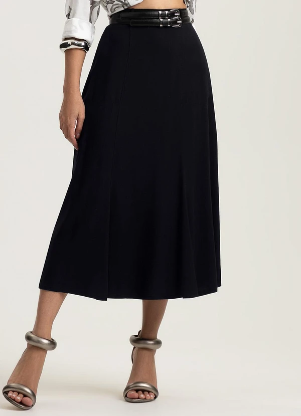 Gris - Saia Midi em Viscose Preto