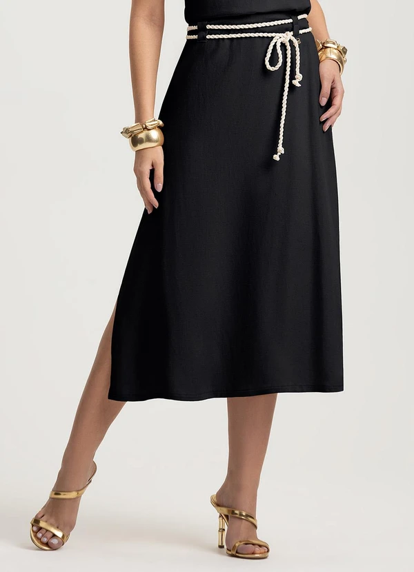 Gris - Saia Midi em Viscose Preto 2