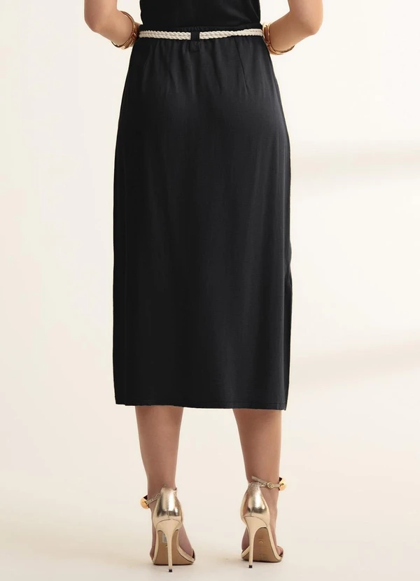 Gris - Saia Midi em Viscose Preto 3