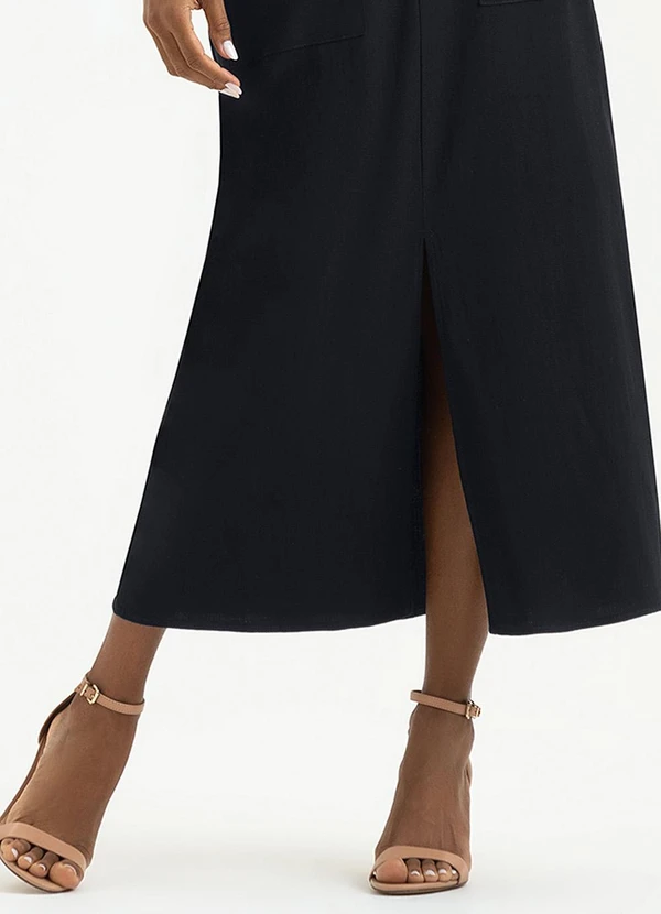 Cativa - Saia Midi em Viscose Preto 4