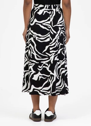 Habana - Saia Midi em Viscose Preto - HABANA