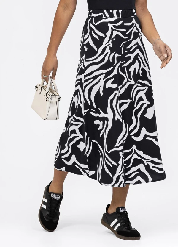 Habana - Saia Midi em Viscose Preto