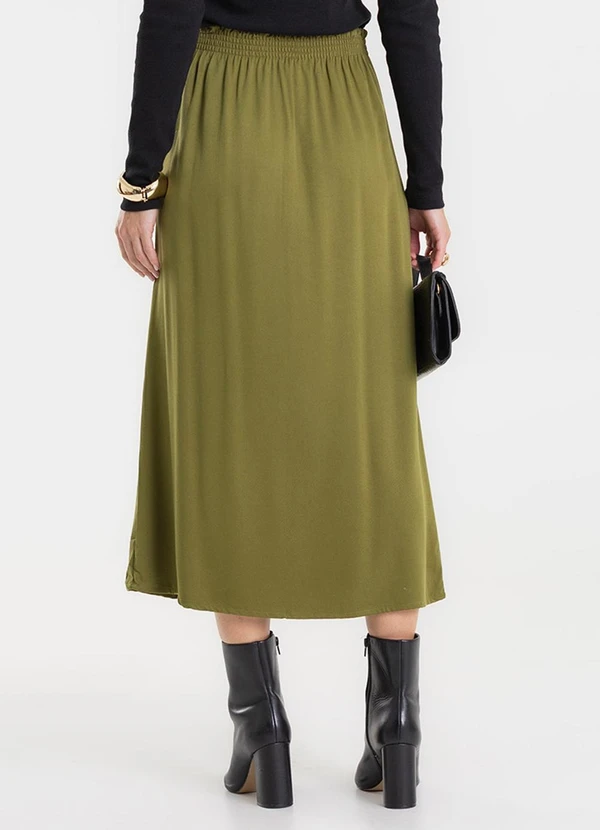 Rovitex - Saia Midi em Viscose Sarjada Verde 2