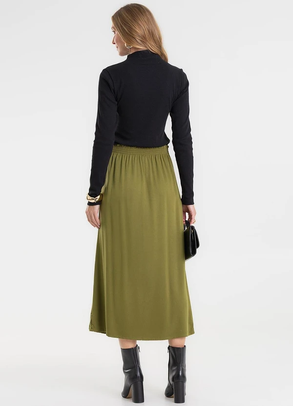 Rovitex - Saia Midi em Viscose Sarjada Verde 4