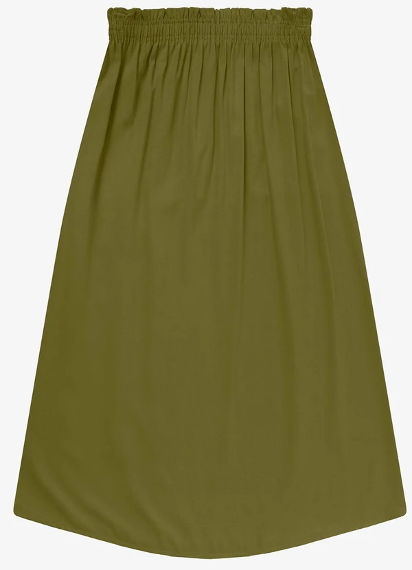 Rovitex - Saia Midi em Viscose Sarjada Verde 6