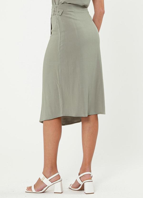 Cativa - Saia Midi em Viscose Verde