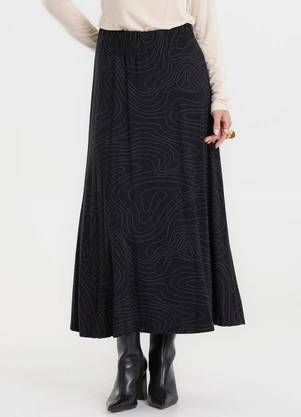 Rovitex - Saia Midi em Viscotorcion Preto - ROVITEX