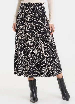 Rovitex - Saia Midi em Viscotorcion Preto - ROVITEX