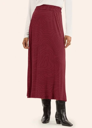 Rovitex - Saia Midi em Viscotorcion Vermelho - ROVITEX